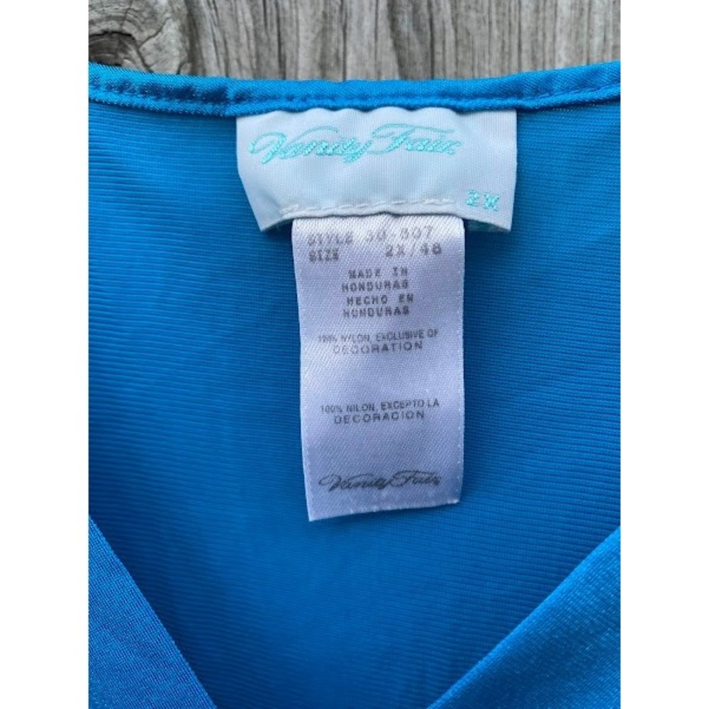 Vanity Fair Blue Sleeveless Embroidered V-Neck Nightgown 2XL 30-307 (flaws) - Picture 3 of 8